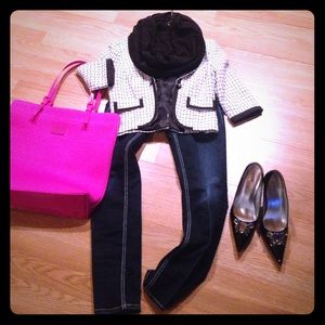 White and black blazer