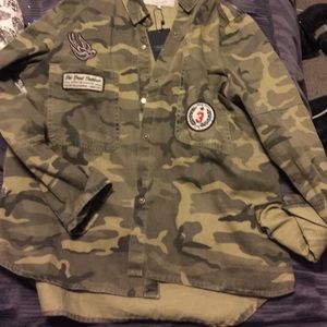 Zara Camouflage Shirt Jacket Size L