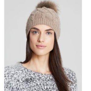 Bettina Fur Pom-Pom Cable Knit Beanie