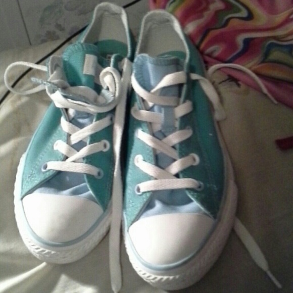 Teal and baby blue converse