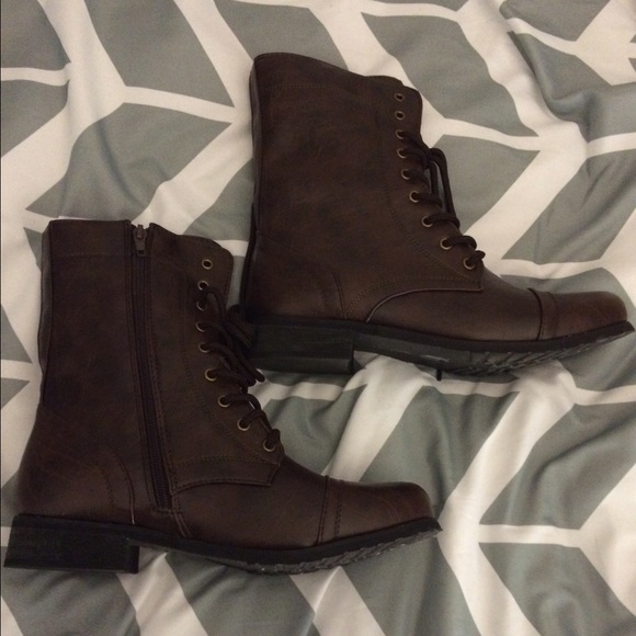 Brand new dark brown combat boots