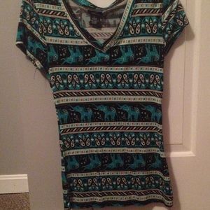 Turquoise elephant shirt