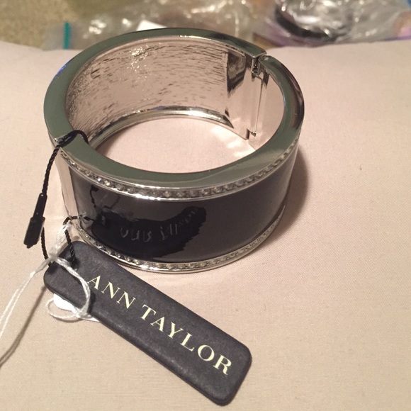 Ann Taylor black bangle with diamond details
