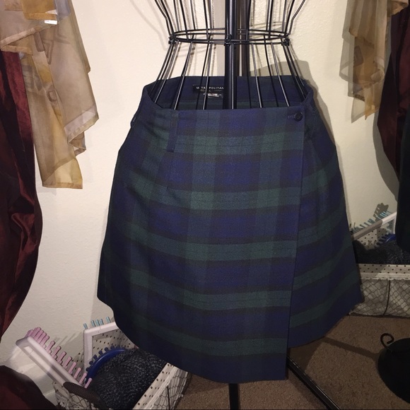 Green/Dark Blue plaid Skirt