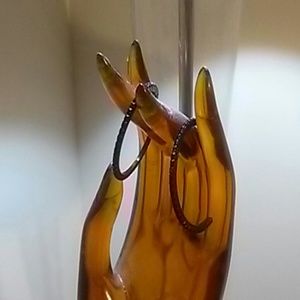 Black rhinestone hoop earrings