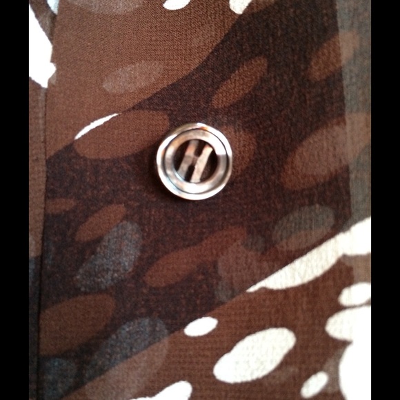 HERMES NWT Silk Chocolate Blouse - Picture 3 of 4