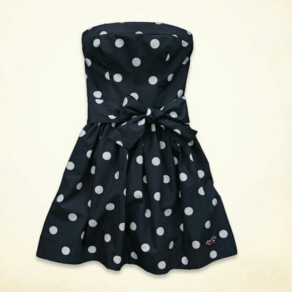 Hollister Navy blue polka dot dress