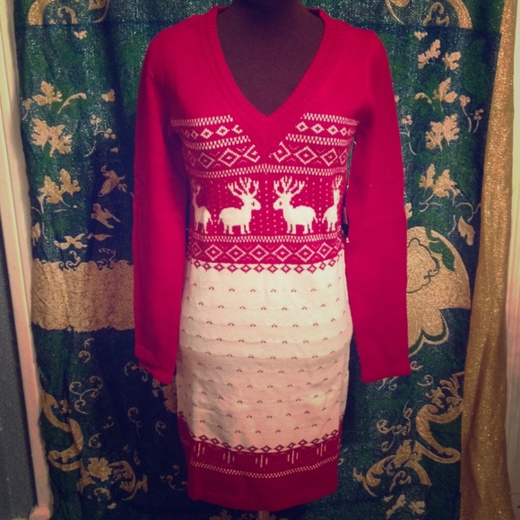 white christmas sweater dress