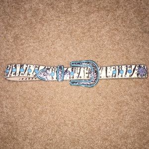 Zebra print bling belt