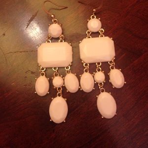 White and gold drop earrings