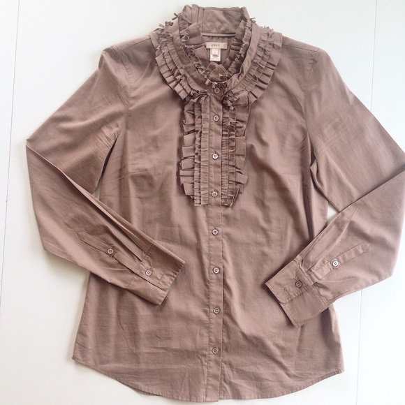 J. Crew Ruffle Tuxedo LS top - Picture 2 of 5