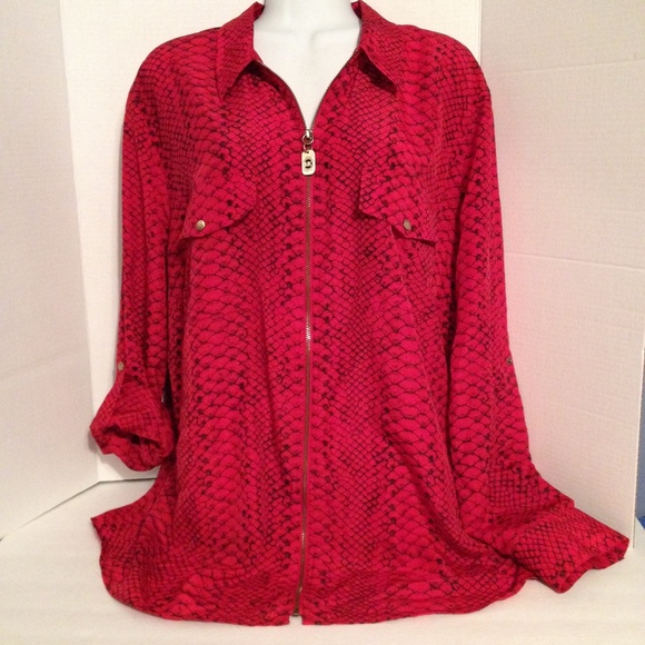 Michael Kors Long Sleeve Top Size 3X Zipper Front