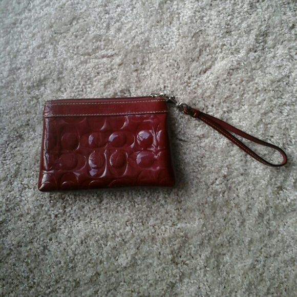 Red patent Coach clutch