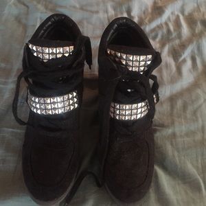 Studded boots wedges