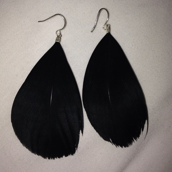 black Justice feather earrings