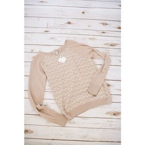 NWT Halogen rose+cream zig zag sweater