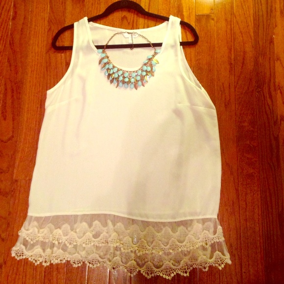 never worn chiffon + lace tank