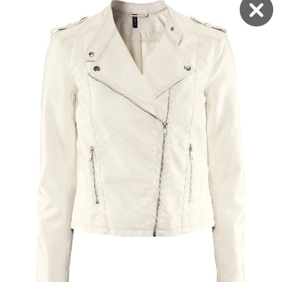 H&M faux white leather jacket