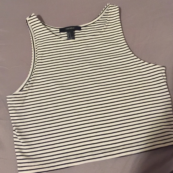 Forever 21 black and white striped crop top