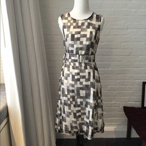 Hugo Boss Silk Chiffon gray and white dress