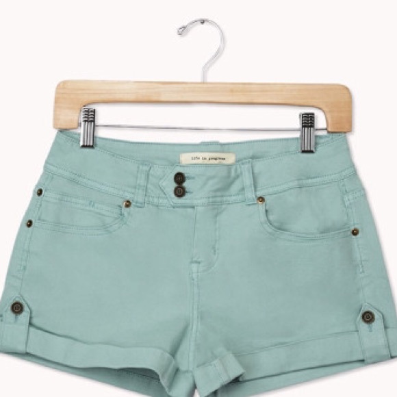 Forever 21 Ladies Teal Denim Shorts- size 30