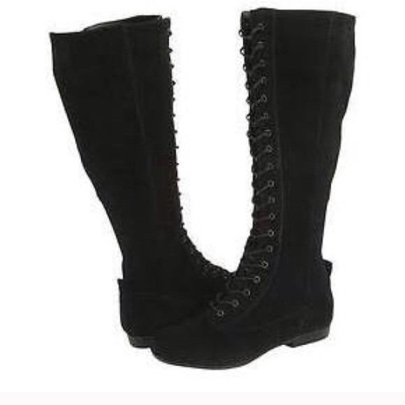 Black lace up suede boots