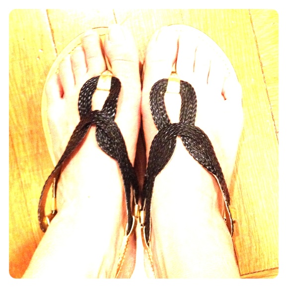 Adorable black woven sandals
