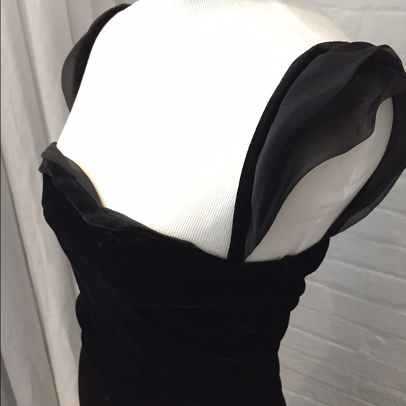 SOLD Hugo Boss Velvet Chiffon little black dress - Picture 2 of 4