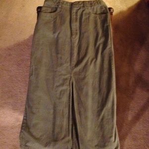 LONG ARMY GREEN DENIM SKIRT