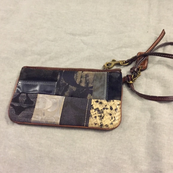 Coach denim style leather wristlet