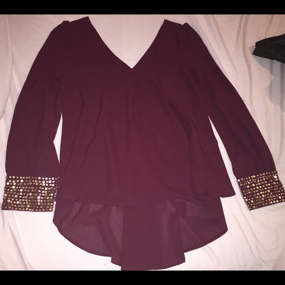 SOLD Top with gold studs on cuffs