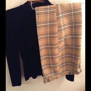 turtle neck  Burberry like plaid print pants!
