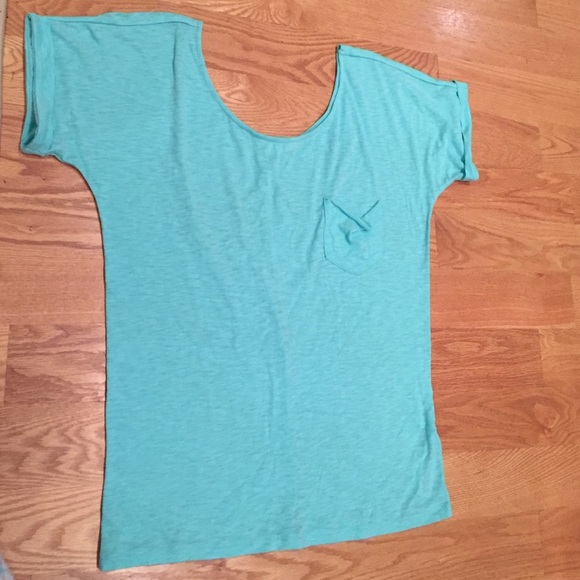 F21 teal off the shoulder tee