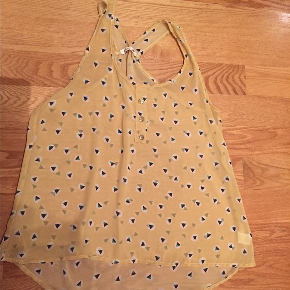 Yellow patterned racer back tank