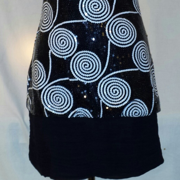 Cache black and white sequin design cocktail dress - Picture 2 of 4