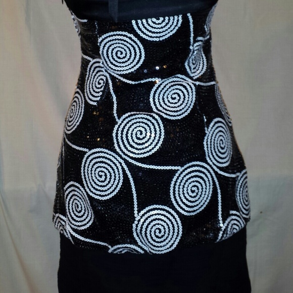 Cache black and white sequin design cocktail dress - Picture 4 of 4