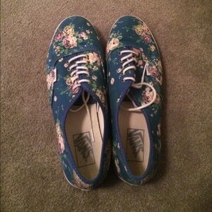 Vintage blue flower vans sneakers