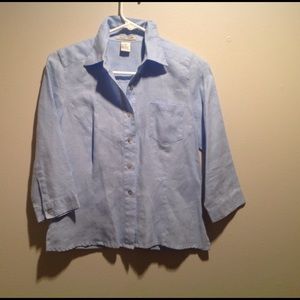 Edward ... Linen Baby Blue Button Front