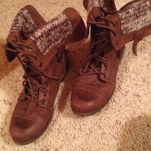 Brown combat boots