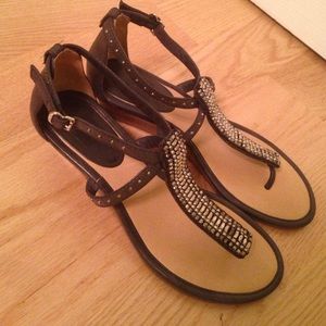 Frye Strappy Sandal in Grey Leather Size 7