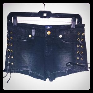 Black shorts with corset lace up sides