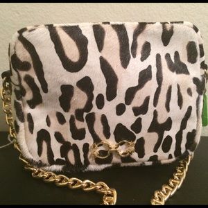 Animal printed calf hair cross body