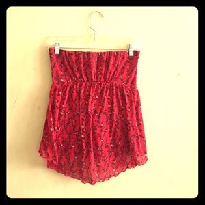 Free People Red Floral Printed Tube Top
