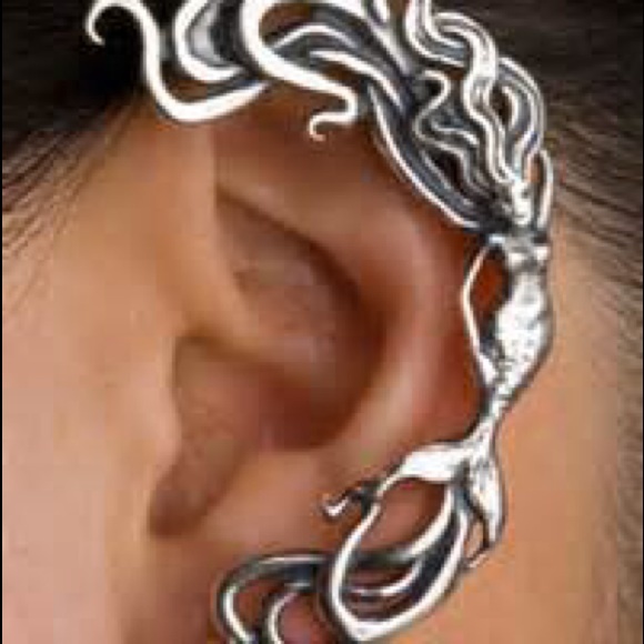 Silver mermaid earcuff earrings