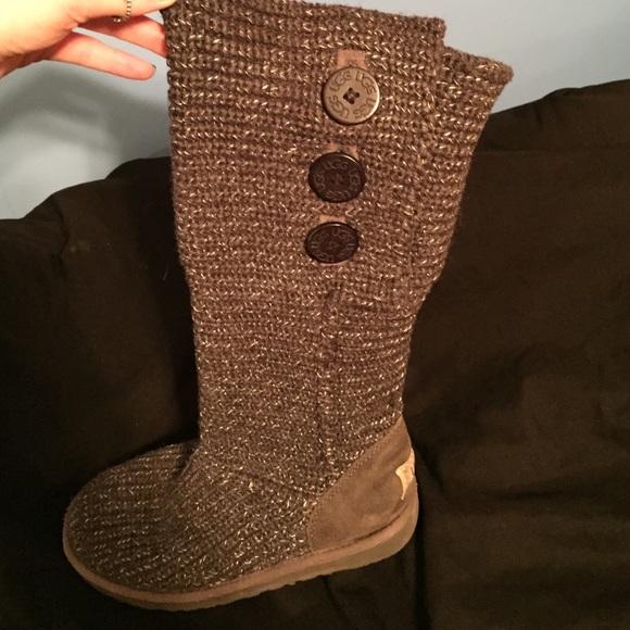 Grey Metallic Knit Uggs