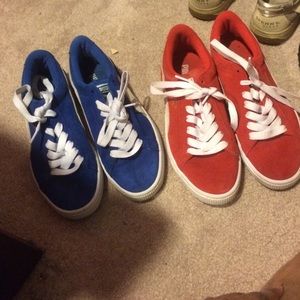 Blue and red Pumas