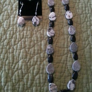 Zebra Jasper necklace and earring set