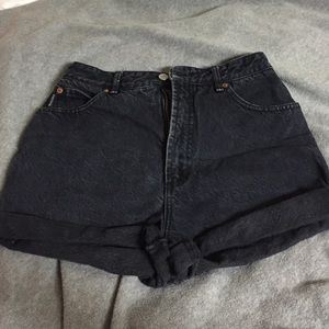 Black denim vintage high waisted shorts