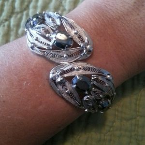 Silver Spinell bracelet and glass flower necklace