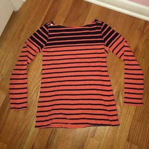 J.Crew orange and navy striped painter tee